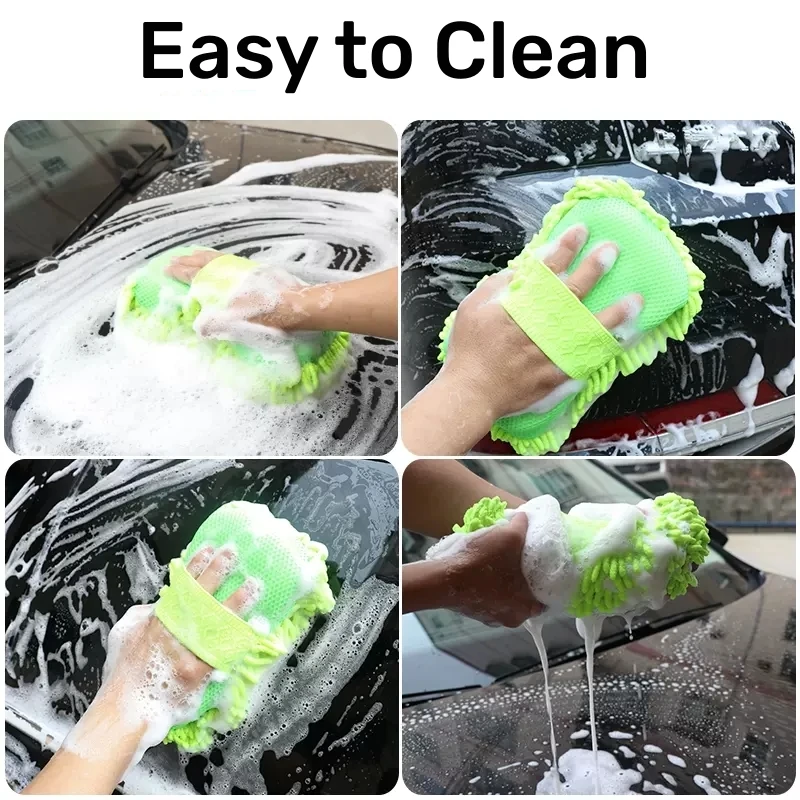 Microfiber Car Wash Sponge & Cleaning Gloves – Soft Detailing Accessories for Auto Care - Image 6