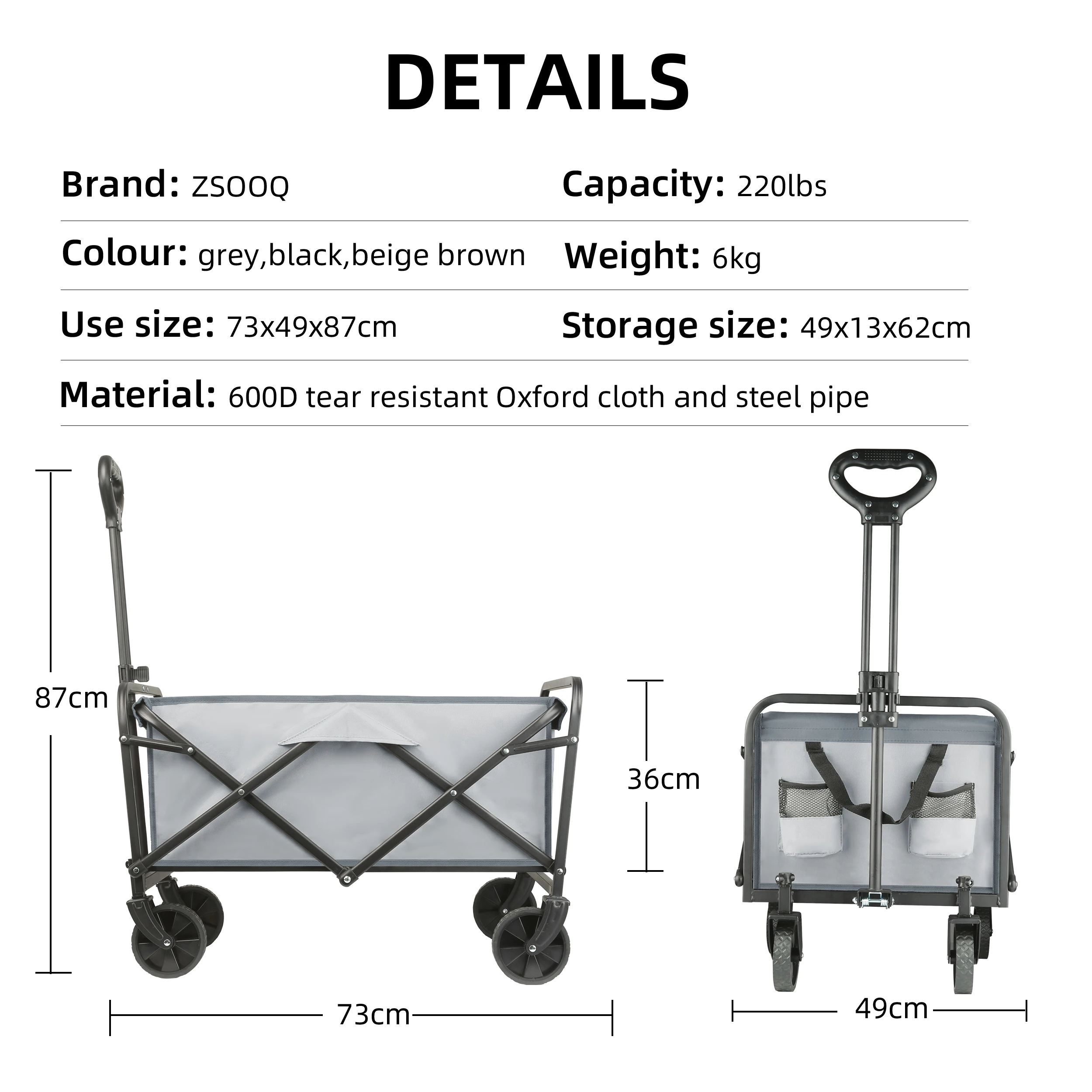 Heavy Duty Large Capacity Folding Beach Wagon Outdoor Foldable Wagon For Camp... - Image 3