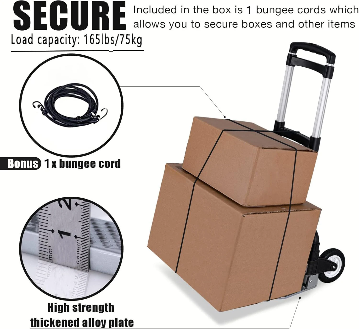 Folding Hand Truck Heavy Duty Luggage Cart Lightweight Portable Aluminum Lugg... - Image 2