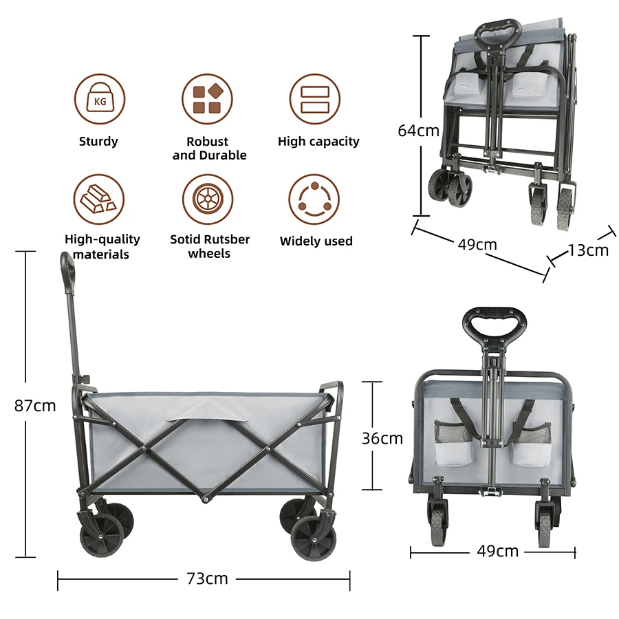 Heavy Duty Large Capacity Folding Beach Wagon Outdoor Foldable Wagon For Camp... - Image 5