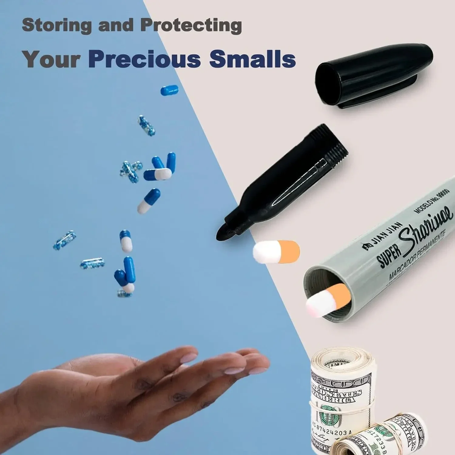 Creative Fake Red Black Marker Pen Hidden Compartment Sight Diversion Safe Fo... - Image 2